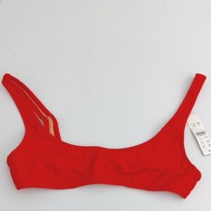 J Crew‎ Women's Size Small Red Heritage Scoop Neck Bikini Top Swimwear NEW